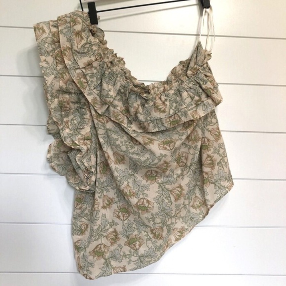 Happy x‎ Nature Women's One Shoulder Ruffle Floral Top Size XL NWT Kate Hudson